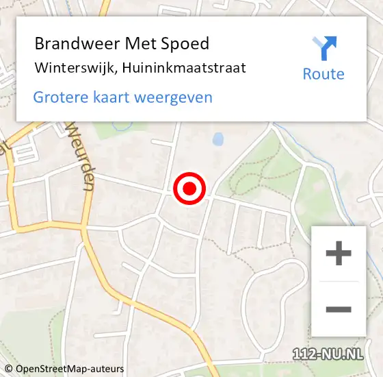 Locatie op kaart van de 112 melding: Brandweer Met Spoed Naar Winterswijk, Huininkmaatstraat op 27 oktober 2024 20:04