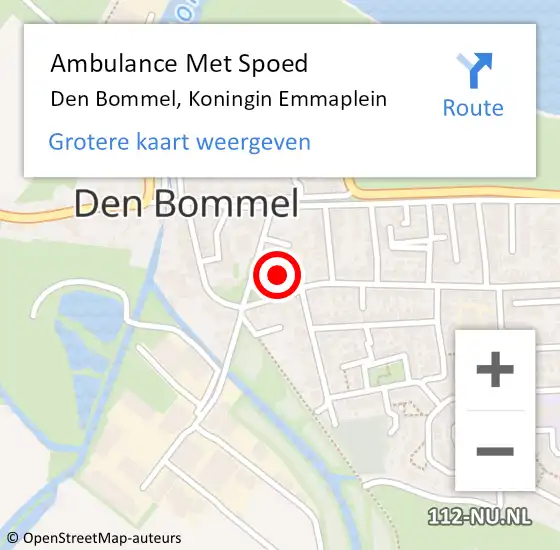 Locatie op kaart van de 112 melding: Ambulance Met Spoed Naar Den Bommel, Koningin Emmaplein op 27 oktober 2024 20:13