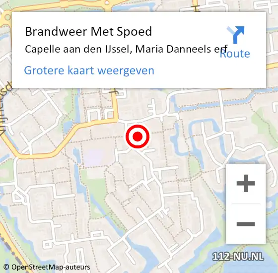 Locatie op kaart van de 112 melding: Brandweer Met Spoed Naar Capelle aan den IJssel, Maria Danneels erf op 27 oktober 2024 20:46