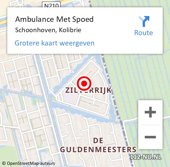 Locatie op kaart van de 112 melding: Ambulance Met Spoed Naar Schoonhoven, Kolibrie op 27 oktober 2024 20:51