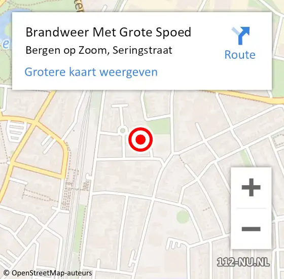 Locatie op kaart van de 112 melding: Brandweer Met Grote Spoed Naar Bergen op Zoom, Seringstraat op 27 oktober 2024 20:59