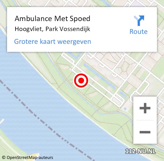 Locatie op kaart van de 112 melding: Ambulance Met Spoed Naar Hoogvliet, Park Vossendijk op 27 oktober 2024 21:23