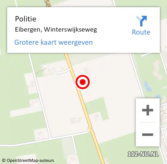 Locatie op kaart van de 112 melding: Politie Eibergen, Winterswijkseweg op 27 oktober 2024 21:26