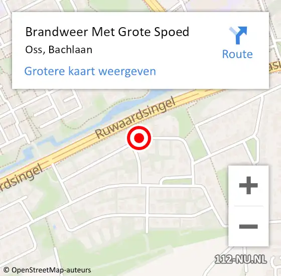 Locatie op kaart van de 112 melding: Brandweer Met Grote Spoed Naar Oss, Bachlaan op 27 oktober 2024 21:36