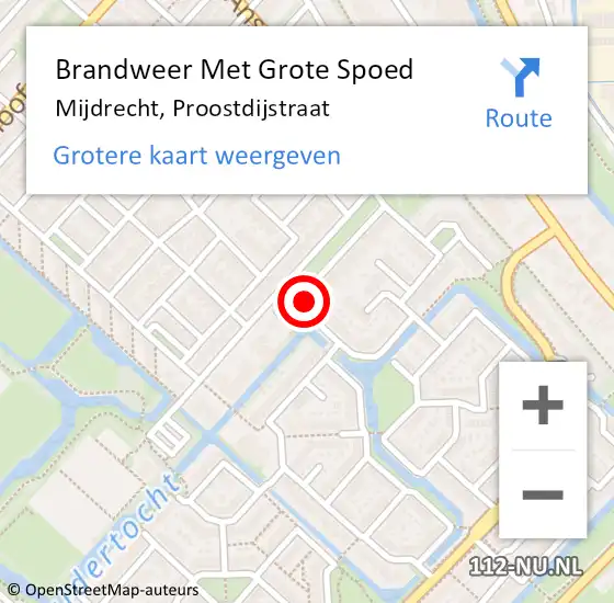 Locatie op kaart van de 112 melding: Brandweer Met Grote Spoed Naar Mijdrecht, Proostdijstraat op 27 oktober 2024 21:58