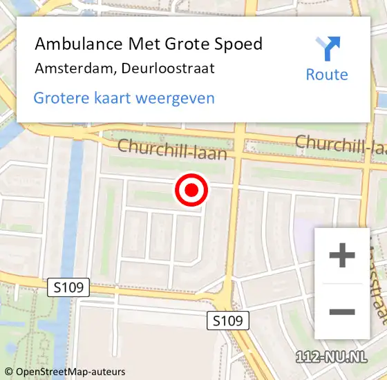 Locatie op kaart van de 112 melding: Ambulance Met Grote Spoed Naar Amsterdam, Deurloostraat op 27 oktober 2024 22:08