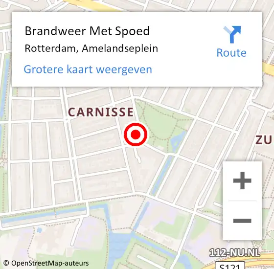 Locatie op kaart van de 112 melding: Brandweer Met Spoed Naar Rotterdam, Amelandseplein op 27 oktober 2024 22:19