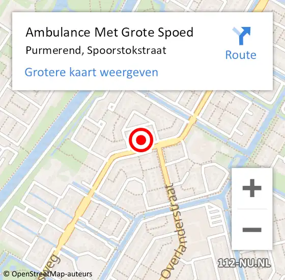 Locatie op kaart van de 112 melding: Ambulance Met Grote Spoed Naar Purmerend, Spoorstokstraat op 27 oktober 2024 22:33