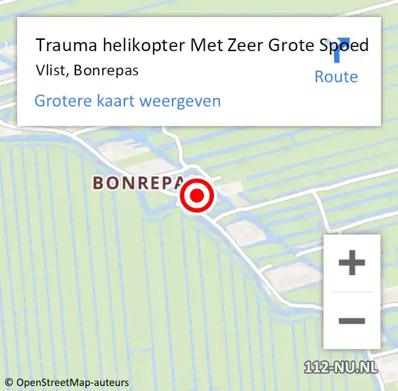 Locatie op kaart van de 112 melding: Trauma helikopter Met Zeer Grote Spoed Naar Vlist, Bonrepas op 27 oktober 2024 22:50