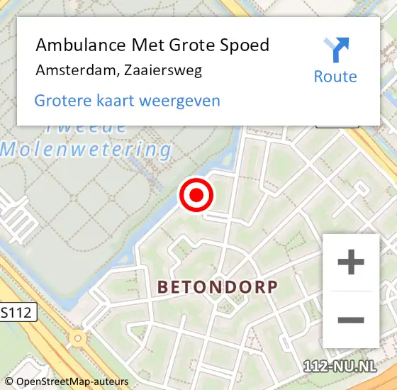 Locatie op kaart van de 112 melding: Ambulance Met Grote Spoed Naar Amsterdam, Zaaiersweg op 27 oktober 2024 23:08