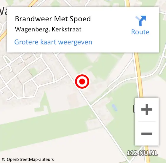 Locatie op kaart van de 112 melding: Brandweer Met Spoed Naar Wagenberg, Kerkstraat op 27 oktober 2024 23:15