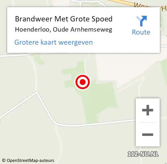 Locatie op kaart van de 112 melding: Brandweer Met Grote Spoed Naar Hoenderloo, Oude Arnhemseweg op 27 oktober 2024 23:33