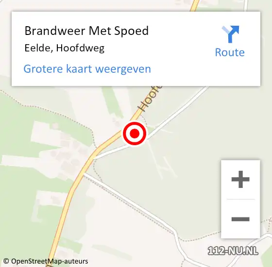 Locatie op kaart van de 112 melding: Brandweer Met Spoed Naar Eelde, Hoofdweg op 27 oktober 2024 23:46