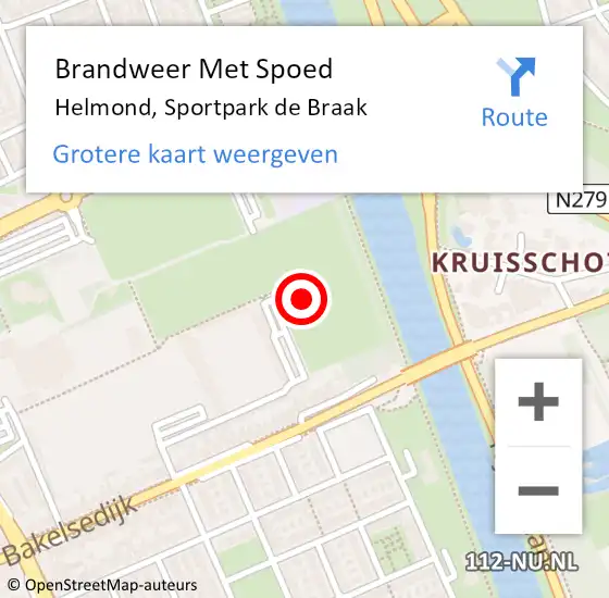 Locatie op kaart van de 112 melding: Brandweer Met Spoed Naar Helmond, Sportpark de Braak op 27 oktober 2024 23:51