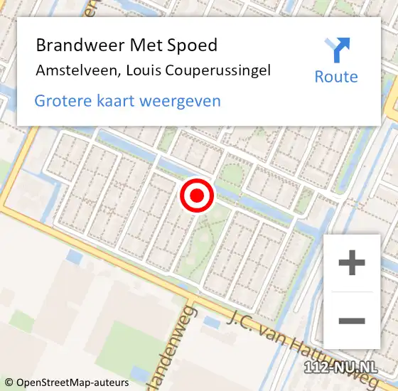 Locatie op kaart van de 112 melding: Brandweer Met Spoed Naar Amstelveen, Louis Couperussingel op 27 oktober 2024 23:53