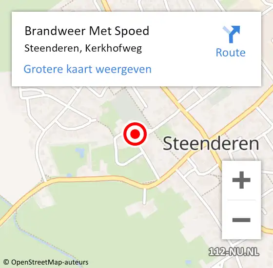 Locatie op kaart van de 112 melding: Brandweer Met Spoed Naar Steenderen, Kerkhofweg op 27 oktober 2024 23:56