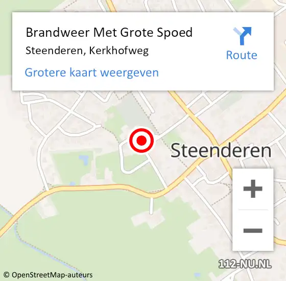 Locatie op kaart van de 112 melding: Brandweer Met Grote Spoed Naar Steenderen, Kerkhofweg op 27 oktober 2024 23:58