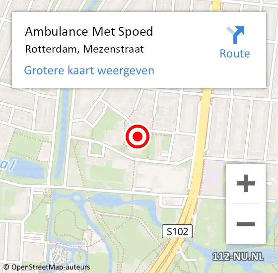 Locatie op kaart van de 112 melding: Ambulance Met Spoed Naar Rotterdam, Mezenstraat op 28 oktober 2024 00:22