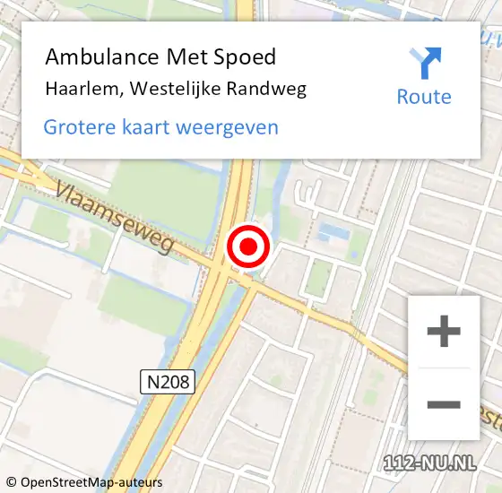 Locatie op kaart van de 112 melding: Ambulance Met Spoed Naar Haarlem, Westelijke Randweg op 28 oktober 2024 01:12