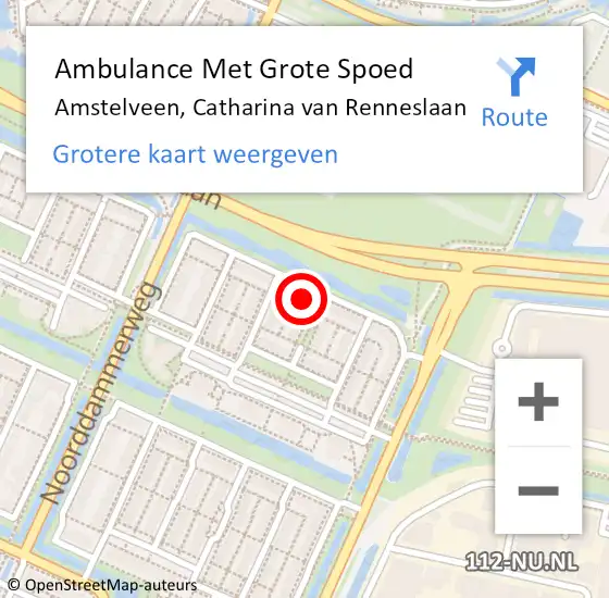 Locatie op kaart van de 112 melding: Ambulance Met Grote Spoed Naar Amstelveen, Catharina van Renneslaan op 28 oktober 2024 01:27