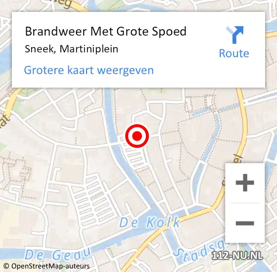 Locatie op kaart van de 112 melding: Brandweer Met Grote Spoed Naar Sneek, Martiniplein op 28 oktober 2024 02:51