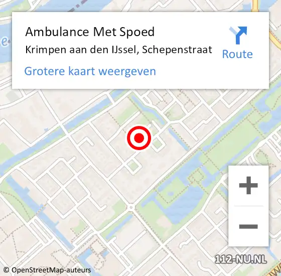 Locatie op kaart van de 112 melding: Ambulance Met Spoed Naar Krimpen aan den IJssel, Schepenstraat op 28 oktober 2024 03:09