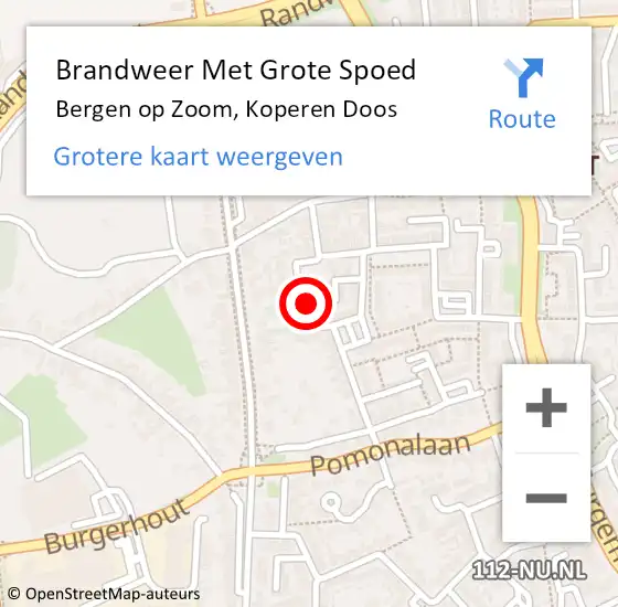 Locatie op kaart van de 112 melding: Brandweer Met Grote Spoed Naar Bergen op Zoom, Koperen Doos op 28 oktober 2024 03:41