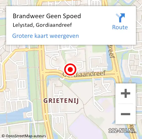 Locatie op kaart van de 112 melding: Brandweer Geen Spoed Naar Lelystad, Gordiaandreef op 28 oktober 2024 04:54