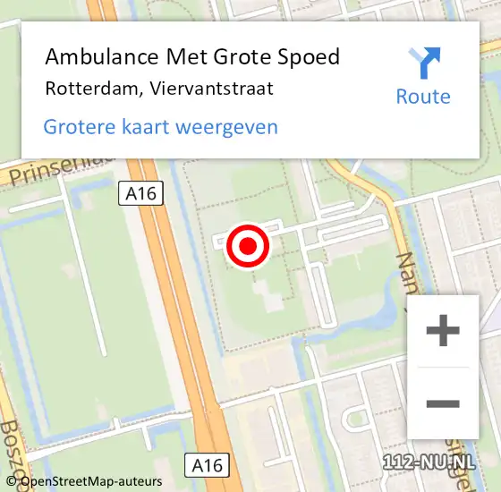 Locatie op kaart van de 112 melding: Ambulance Met Grote Spoed Naar Rotterdam, Viervantstraat op 28 oktober 2024 05:06