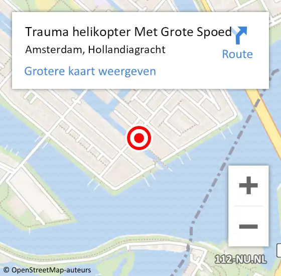 Locatie op kaart van de 112 melding: Trauma helikopter Met Grote Spoed Naar Amsterdam, Hollandiagracht op 28 oktober 2024 05:24