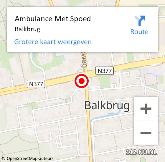 Locatie op kaart van de 112 melding: Ambulance Met Spoed Naar Balkbrug op 28 oktober 2024 06:18