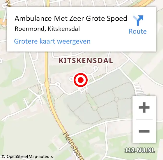 Locatie op kaart van de 112 melding: Ambulance Met Zeer Grote Spoed Naar Roermond, Kitskensdal op 28 oktober 2024 07:36