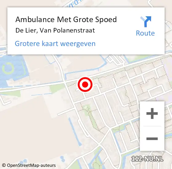 Locatie op kaart van de 112 melding: Ambulance Met Grote Spoed Naar De Lier, Van Polanenstraat op 28 oktober 2024 07:41