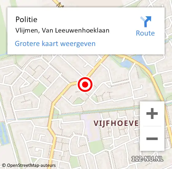 Locatie op kaart van de 112 melding: Politie Vlijmen, Van Leeuwenhoeklaan op 28 oktober 2024 08:19