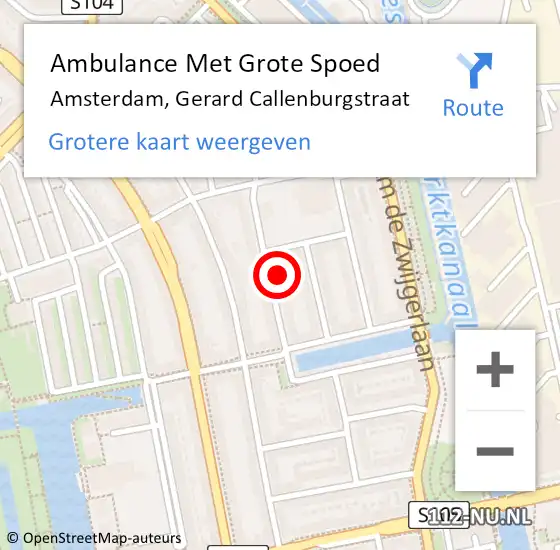 Locatie op kaart van de 112 melding: Ambulance Met Grote Spoed Naar Amsterdam, Gerard Callenburgstraat op 28 oktober 2024 08:29