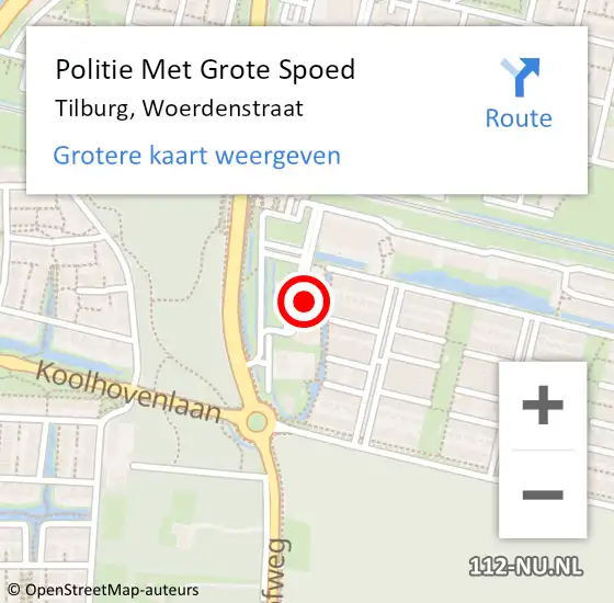 Locatie op kaart van de 112 melding: Politie Met Grote Spoed Naar Tilburg, Woerdenstraat op 28 oktober 2024 08:32