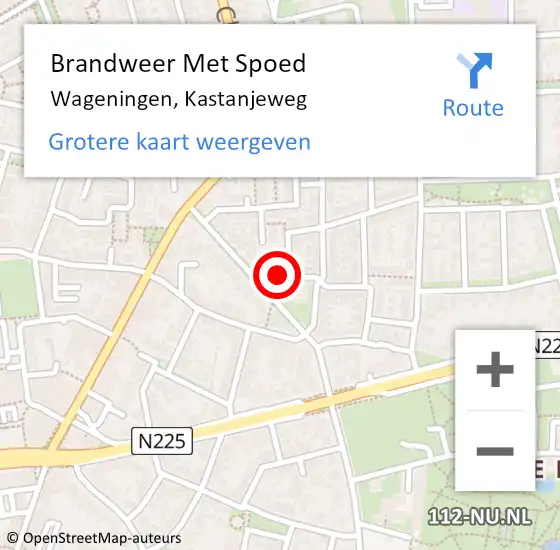 Locatie op kaart van de 112 melding: Brandweer Met Spoed Naar Wageningen, Kastanjeweg op 28 oktober 2024 09:04