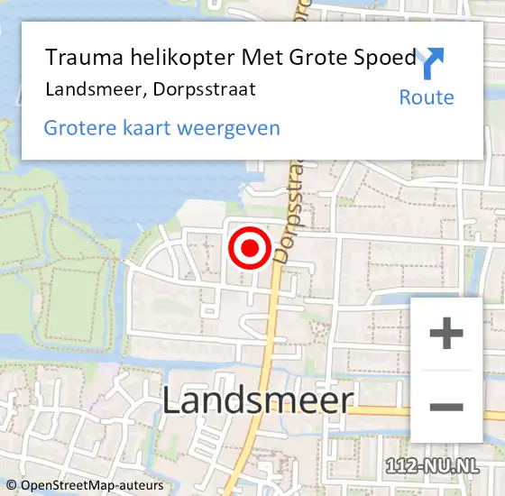 Locatie op kaart van de 112 melding: Trauma helikopter Met Grote Spoed Naar Landsmeer, Dorpsstraat op 28 oktober 2024 09:08