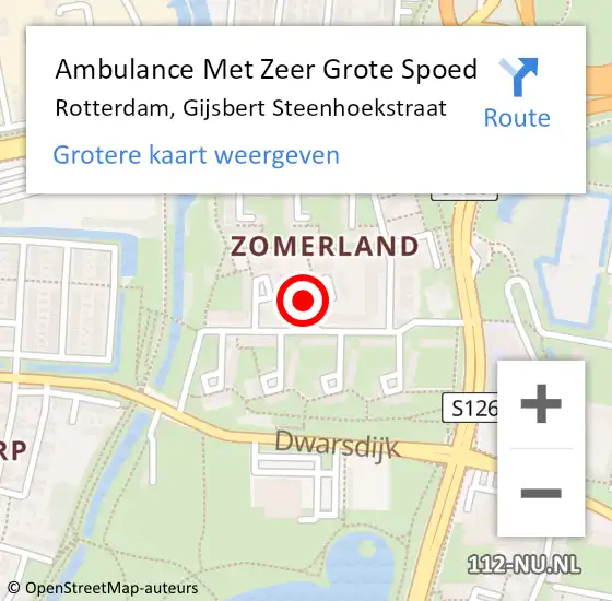 Locatie op kaart van de 112 melding: Ambulance Met Zeer Grote Spoed Naar Rotterdam, Gijsbert Steenhoekstraat op 28 oktober 2024 09:09