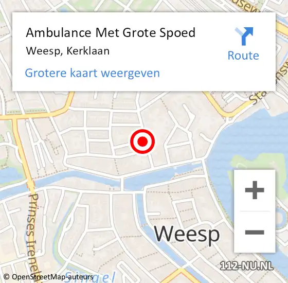 Locatie op kaart van de 112 melding: Ambulance Met Grote Spoed Naar Weesp, Kerklaan op 24 oktober 2014 23:47