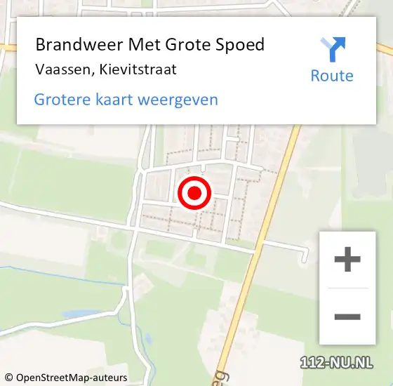 Locatie op kaart van de 112 melding: Brandweer Met Grote Spoed Naar Vaassen, Kievitstraat op 28 oktober 2024 09:18