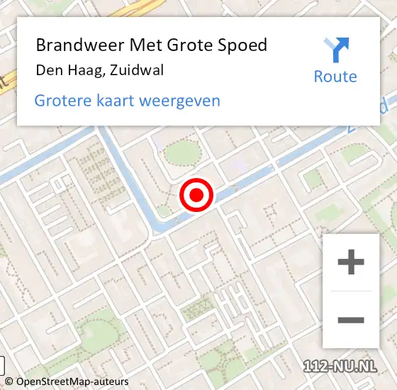 Locatie op kaart van de 112 melding: Brandweer Met Grote Spoed Naar Den Haag, Zuidwal op 28 oktober 2024 09:19