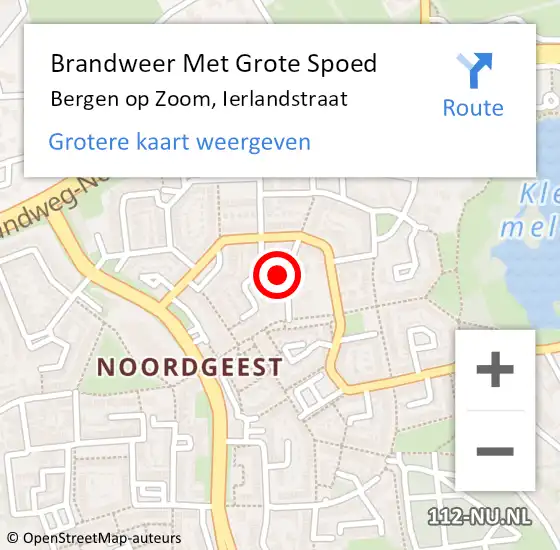 Locatie op kaart van de 112 melding: Brandweer Met Grote Spoed Naar Bergen op Zoom, Ierlandstraat op 28 oktober 2024 09:22