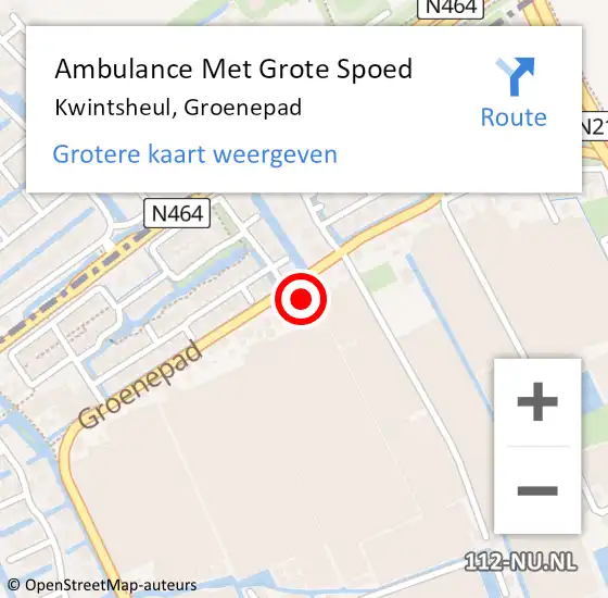 Locatie op kaart van de 112 melding: Ambulance Met Grote Spoed Naar Kwintsheul, Groenepad op 28 oktober 2024 09:26