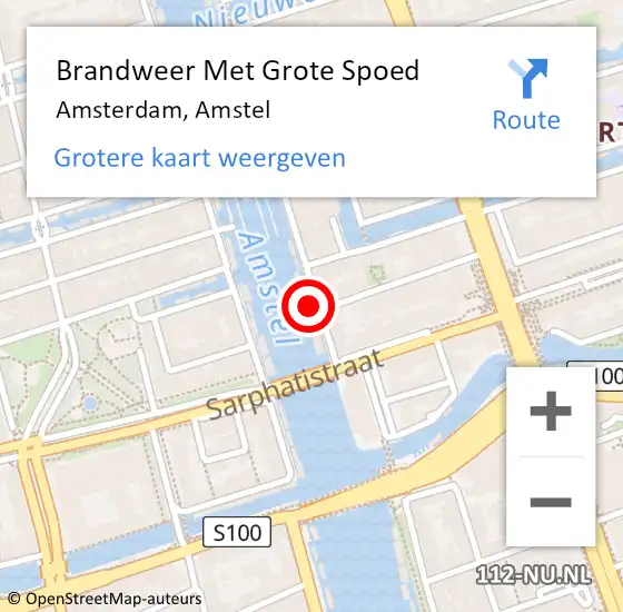 Locatie op kaart van de 112 melding: Brandweer Met Grote Spoed Naar Amsterdam, Amstel op 28 oktober 2024 09:40