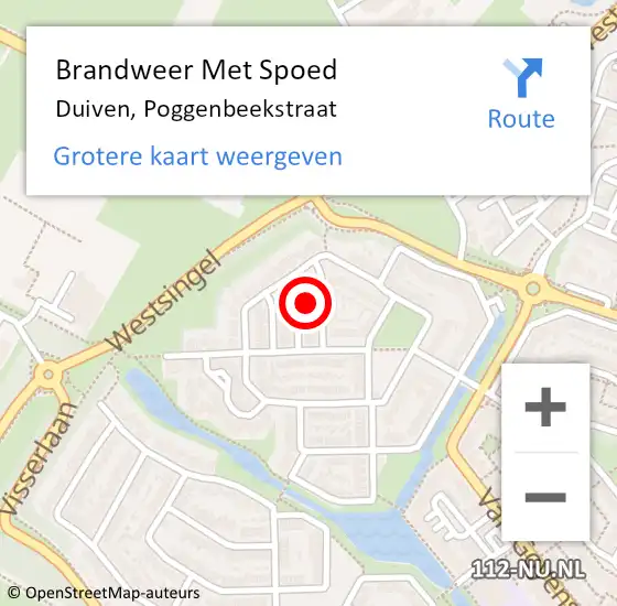 Locatie op kaart van de 112 melding: Brandweer Met Spoed Naar Duiven, Poggenbeekstraat op 28 oktober 2024 09:48