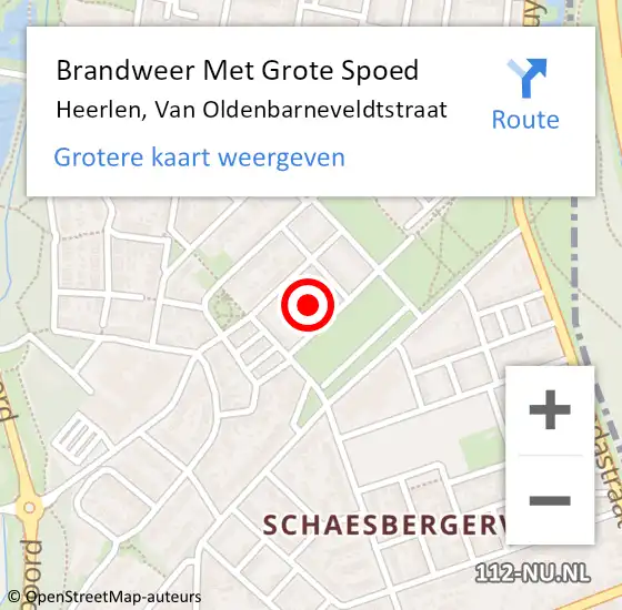 Locatie op kaart van de 112 melding: Brandweer Met Grote Spoed Naar Heerlen, Van Oldenbarneveldtstraat op 28 oktober 2024 09:49