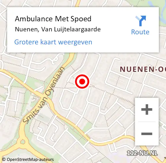 Locatie op kaart van de 112 melding: Ambulance Met Spoed Naar Nuenen, Van Luijtelaargaarde op 24 oktober 2014 23:52