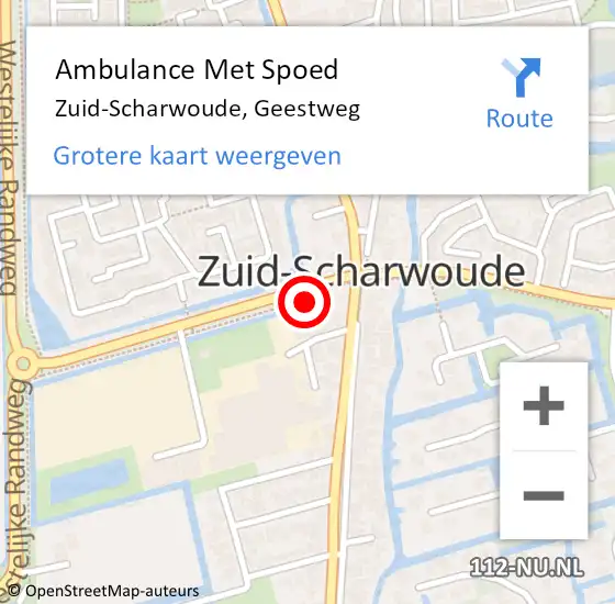 Locatie op kaart van de 112 melding: Ambulance Met Spoed Naar Zuid-Scharwoude, Geestweg op 28 oktober 2024 09:54