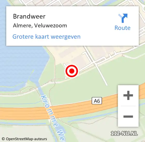 Locatie op kaart van de 112 melding: Brandweer Almere, Veluwezoom op 28 oktober 2024 09:55